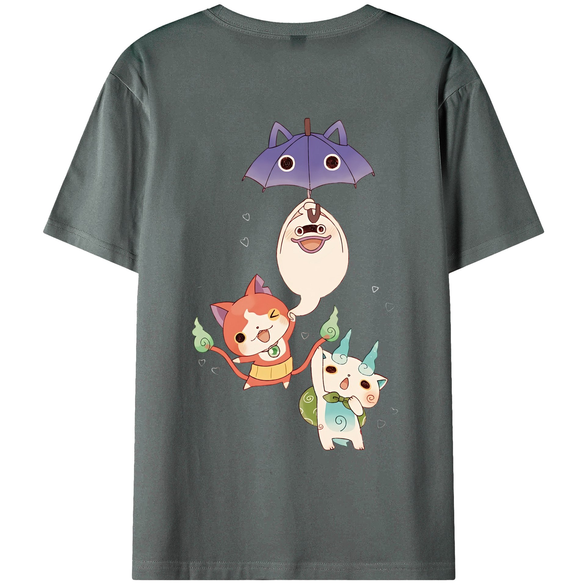 （画像用） 妖怪ウォッチ Yo-kai Watch 綿100％ メンズ半袖Tシャツ（バックプリント） 通気性